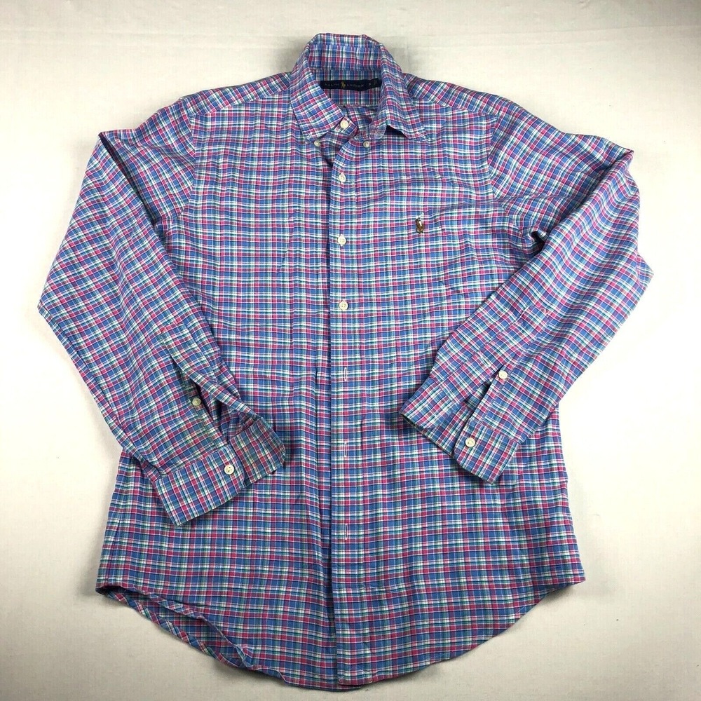 Ralph Lauren Mens Plaid Button-Down Shirt‎ S Multicolor Cotton